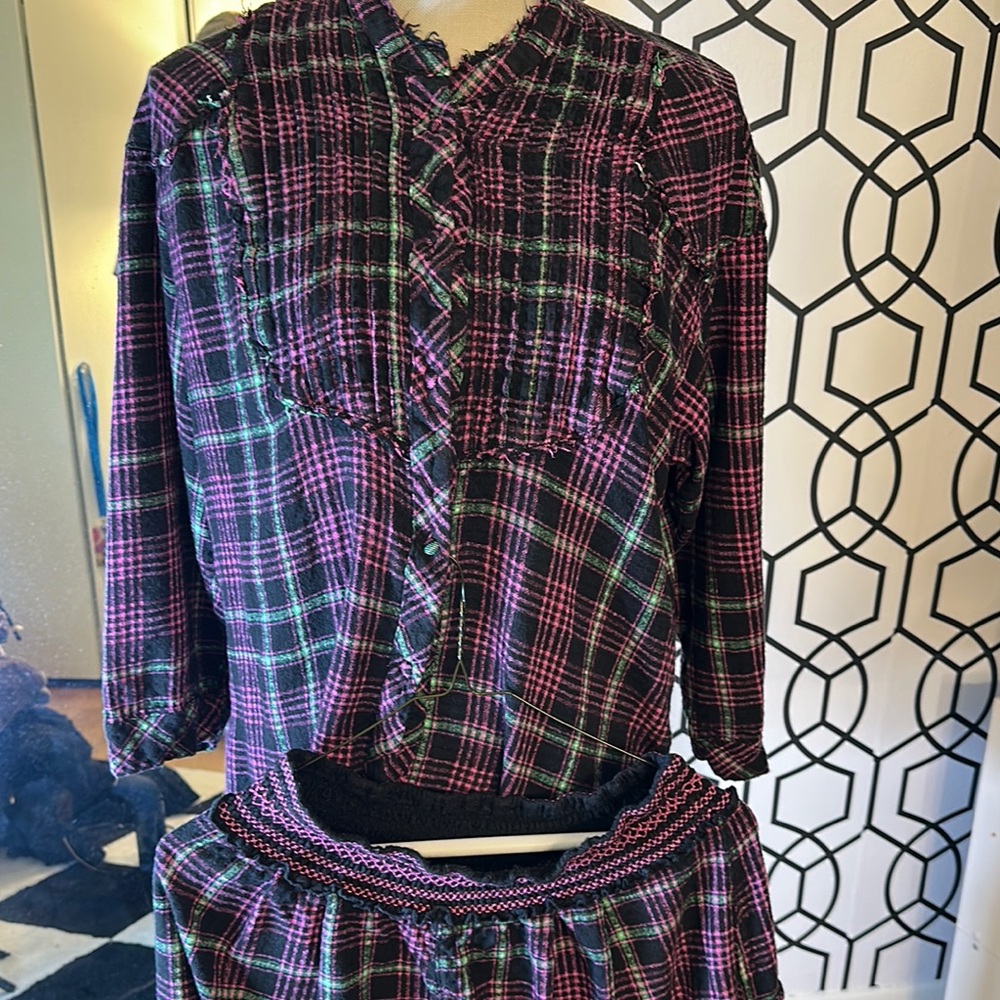 Free people intimately Plaid Long-Sleeve lounge set